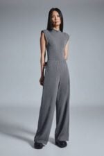 Rib silver pants