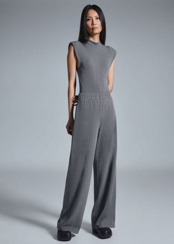 Rib silver pants