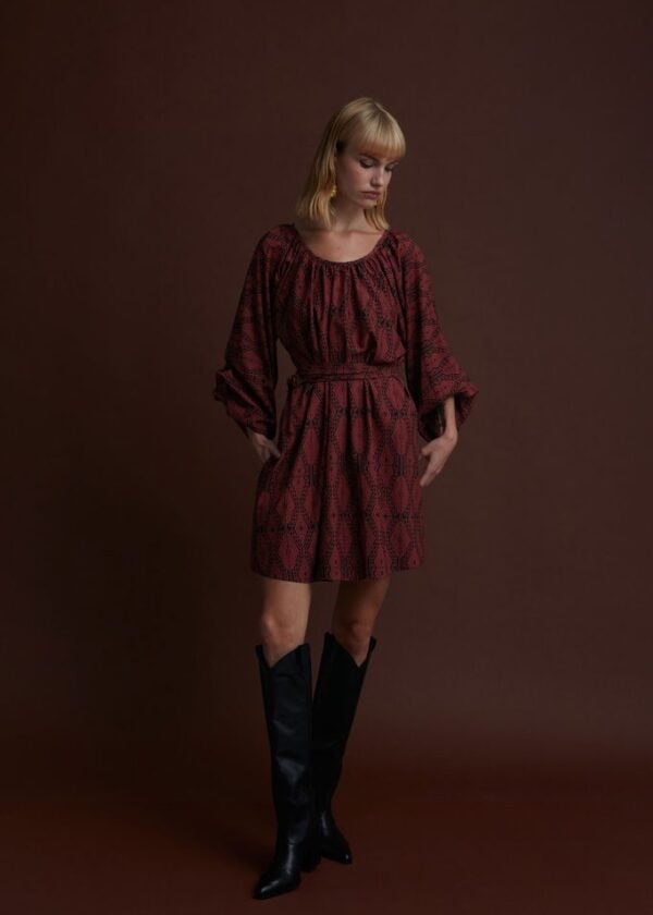 FLORINA MINI DRESS (FOUTA BLACK/RED PRINT)