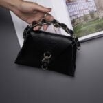''MISHALE"BLACK NICKEL SHOULDER BAG
