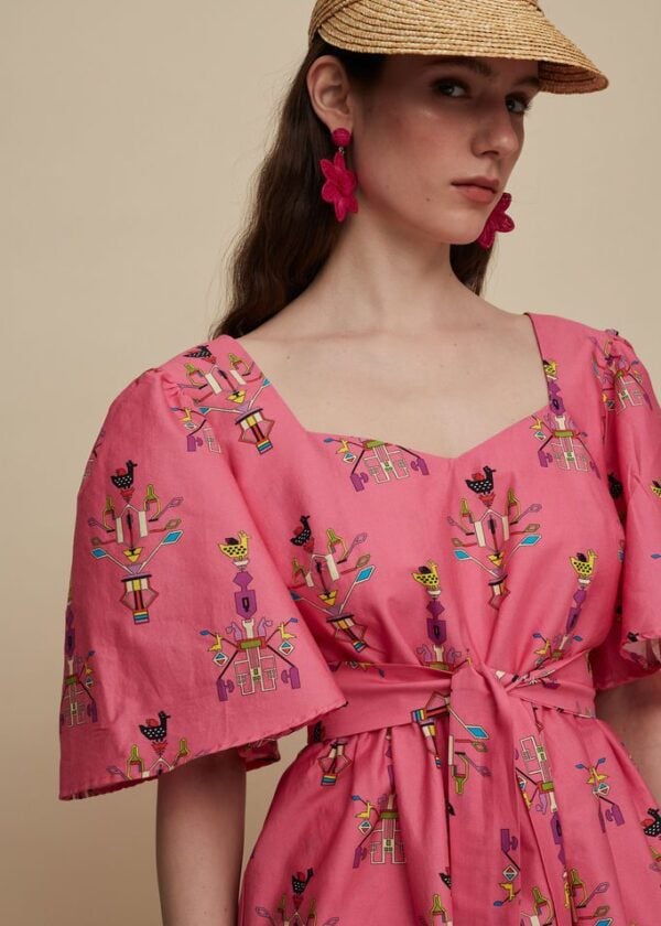 PYRGOS TOP (VIVID PINK BIRD PRINT)