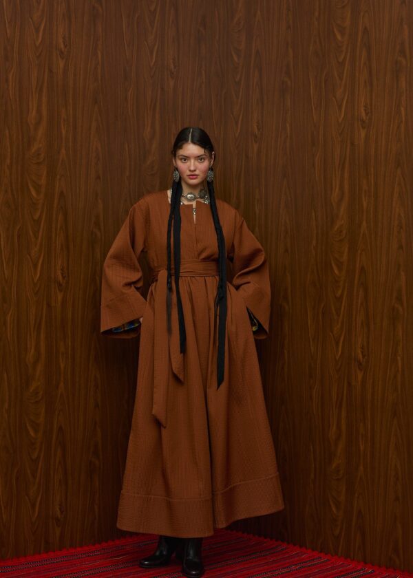 VELENTZA OVERCOAT (BROWN PLISSE)