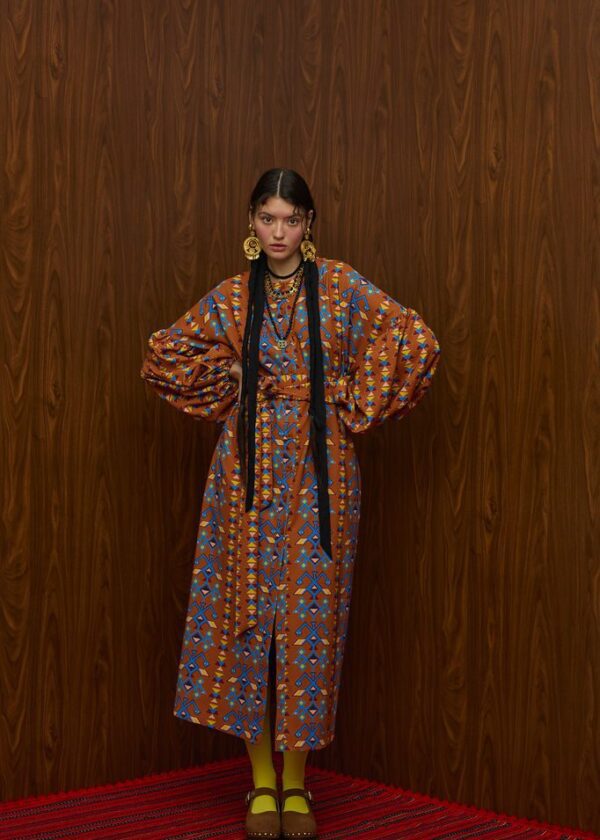 ASPROPOTAMOS MAXI DRESS (AETOS BROWN PRINT)