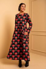 Isabella Dress Black Pixel Balloons Hearts Φούτερ Φόρεμα με Τσέπες Petit Boutik