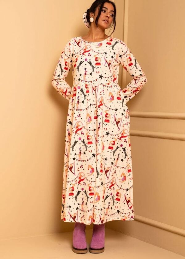 Isabella Dress Cream Circus Φούτερ Φόρεμα με Τσέπες Petit Boutik