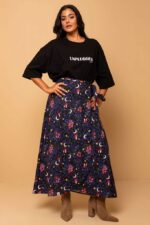 Klara Wrap Skirt Black Mushrooms Forest Φούτερ Δετή Φούστα Petit Boutik