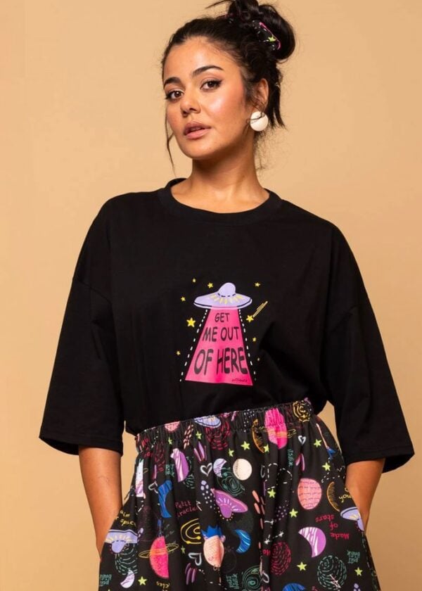T-shirt Blouse Black Get Me Out Of Here Κοντομάνικο Μπλουζάκι Petit Boutik