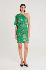 EXOTIC ONE SHOULDER MINI DRESS - Jacquard