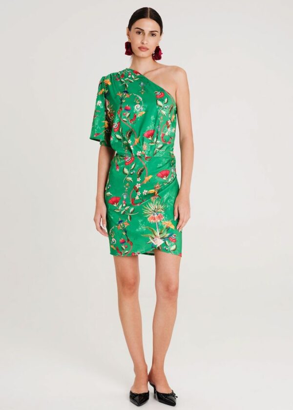 EXOTIC ONE SHOULDER MINI DRESS - Jacquard